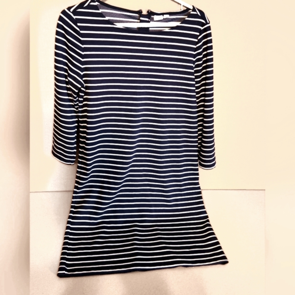 Gap navy/white striped sweatshirt dress knee length,zipper closure Sz S